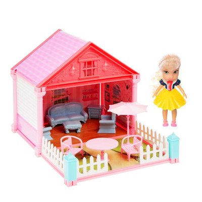 Ляльковий будиночок з двориком, меблями та лялькою 12 см VC6011D фото 1