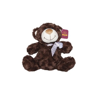 Мягкая игрушка Grand Медведь с бантом коричневый 25 см фото 1