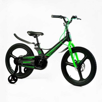 Велосипед підлітковий двоколісний 20" CORSO Revolt магнієва рама доп колеса чорно-салатовий MG-20405 фото 1