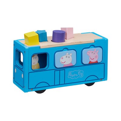 Лицензионный деревянный игровой набор-сортер Peppa - Школьный автобус Пеппы фото 1