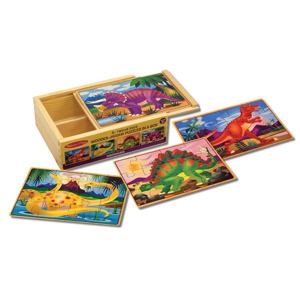 Деревянный пазл 4 в 1 Melissa&Doug "Динозавры" 12х4 элементов 15х20 см MD3791 фото 2