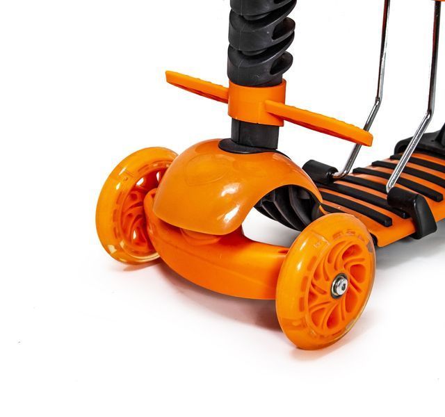 Детский самокат - трансформер 6 в 1 с бортиком и подсветкой Scooter Божья коровка оранжевый фото 3