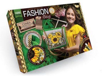 Вишивка принта на сумці стрічками та бісером Danko Toys Fashion Bag Букет соняшників FBG-01-01 фото 1