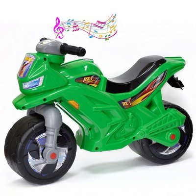 Мотоцикл-каталка двухколесный Орион Байк музыкальный Зеленый 501v3-G фото 1