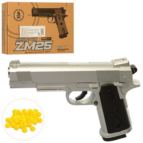 Игрушечный металлический пистолет на пластиковых пульках 6мм CYMA ZM25 фото 2