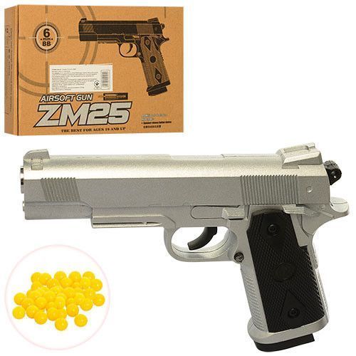 Игрушечный металлический пистолет на пластиковых пульках 6мм CYMA ZM25 фото 2