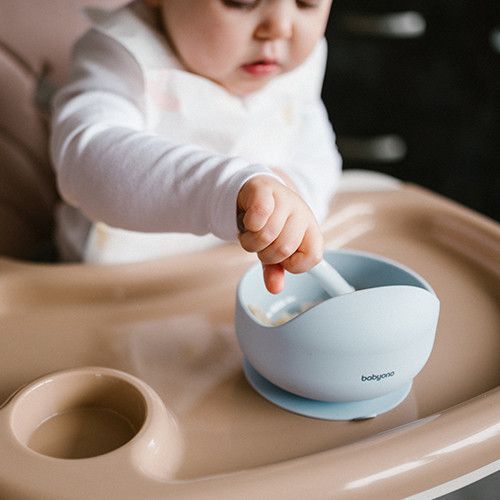 Дитяча силіконова мисочка для харчування 6м+ Babyono з присоскою блакитна фото 4