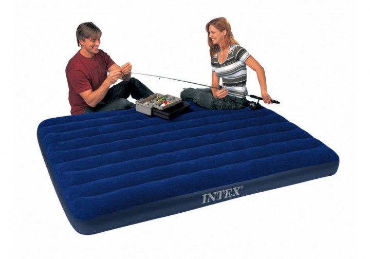 Велюровий надувний матрац для відпочинку та сну Intex подвійний 152х203х25 см 64759 фото 4