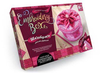 Набір для вишивання Danko Toys Скринька Embroidery Box Рожева з квіткою EMB-01-01 фото 1