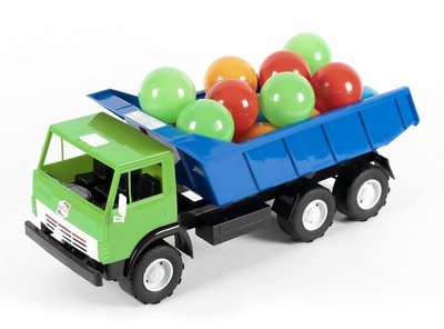 Іграшковий самоскид Оріон з кульками 48 см зелений 443 в.2 фото 1