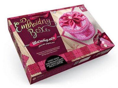 Набір для вишивання Danko Toys Скринька Embroidery Box Рожева з квіткою EMB-01-01 фото 1