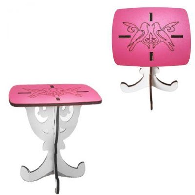 Дерев'яний ляльковий міні стіл BigEcoToys 11 см біло-рожевий фото 1