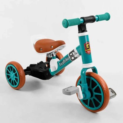 Детский трехколесный велосипед - трансформер Best Trike EVA колеса, функция беговела бирюзовый 73543 фото 1