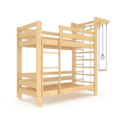 Двоярусне дерев'яне спортивне ліжко для підлітка Sportbaby 190х80 см лак babyson 9 фото 1