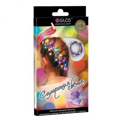 Гірлянда для прикраси зачіски "Симфонія світла" - 15 LED діодів 1м кольорова фото 1