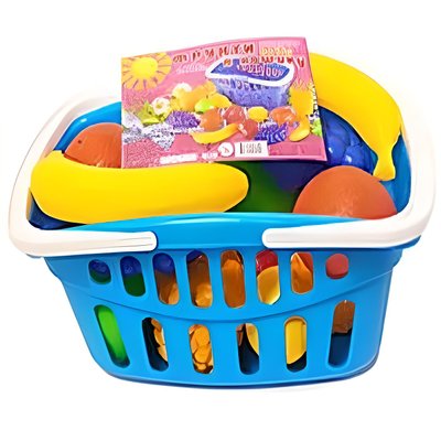 Детская игрушечная корзинка с фруктами Toys Plast голубая ИП.18.001 фото 1