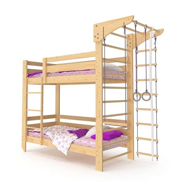 Двоярусне дерев'яне спортивне ліжко для підлітка Sportbaby 190х80 см лак babyson 9 фото 3