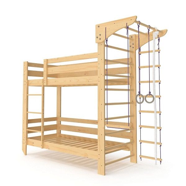 Двоярусне дерев'яне спортивне ліжко для підлітка Sportbaby 190х80 см лак babyson 9 фото 2