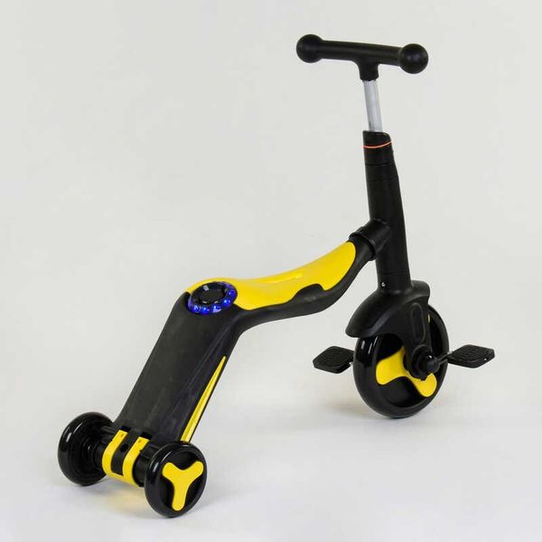 Самокат - біговел - велосипед 3 в 1 Best Scooter підсвічування музика PU колеса жовтий JT 10993 фото 7