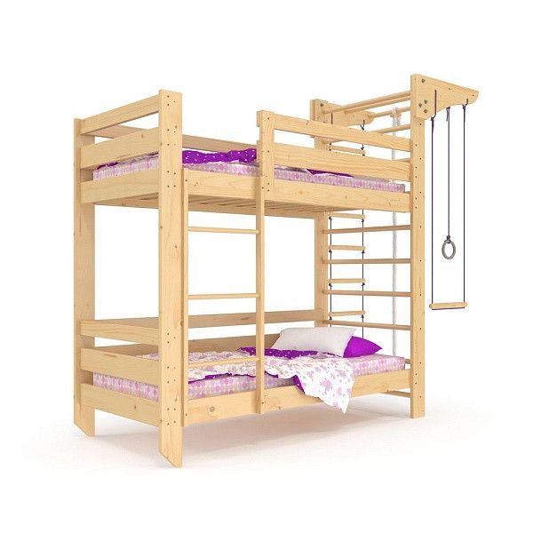 Двоярусне дерев'яне спортивне ліжко для підлітка Sportbaby 190х80 см лак babyson 9 фото 4