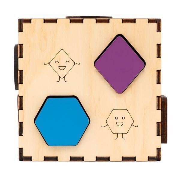 Развивающий куб-сортер деревянный GoodPlay Весёлая фигурка 9м+ 12&times;12&times;12 см 10 вкладышей CUB-4-001 фото 6