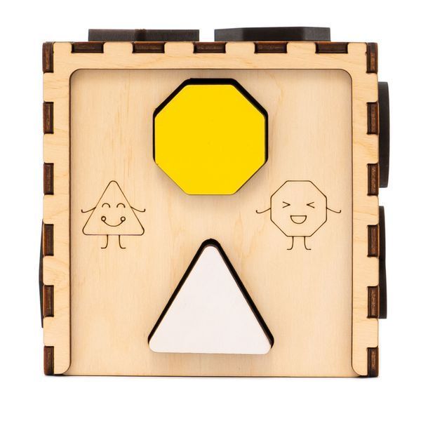 Развивающий куб-сортер деревянный GoodPlay Весёлая фигурка 9м+ 12&times;12&times;12 см 10 вкладышей CUB-4-001 фото 8