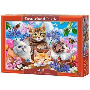 Пазли Castorland "Кошенята в квітах" 500 елементів 47 х 33 см B-53513 фото 1