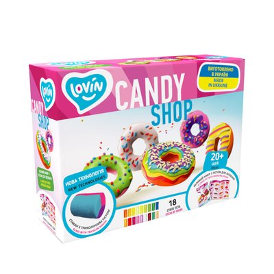 Набор теста для лепки ОКТО Lovin'do "Candy Shop" 18 стиков, стакан, нож 41192 фото 1