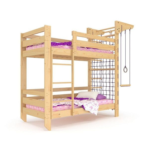 Двоярусне дерев'яне спортивне ліжко для підлітка Sportbaby 190х80 см лак babyson 8 фото 3