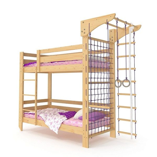 Двоярусне дерев'яне спортивне ліжко для підлітка Sportbaby 190х80 см лак babyson 8 фото 4