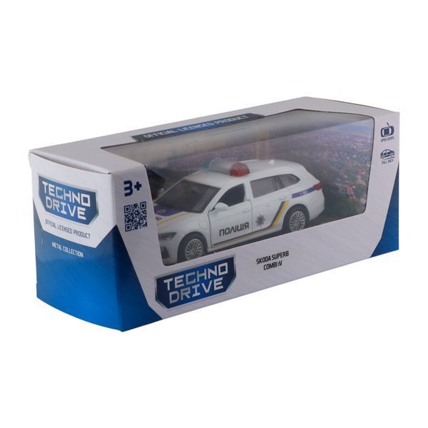Поліцейська машинка TechnoDrive Skoda Superb Combi iV, масштаб 1:43, біла фото 6