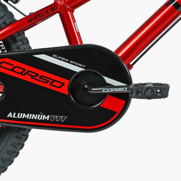 Велосипед двоколісний підлітковий 20" CORSO Tayger алюмінієва рама доп колеса червоний TG-69303 фото 6