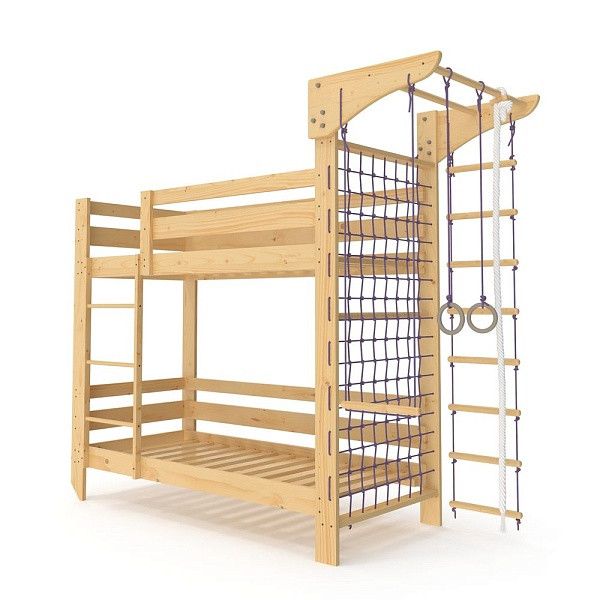 Двоярусне дерев'яне спортивне ліжко для підлітка Sportbaby 190х80 см лак babyson 8 фото 2