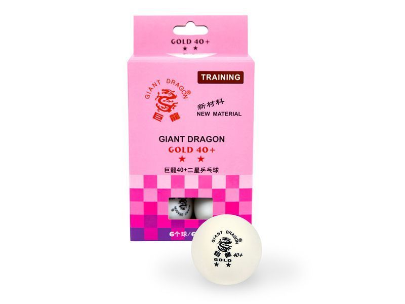 Мячики для настольного тенниса Giant Dragon Training Gold 40+ 2зв 6шт белые фото 2