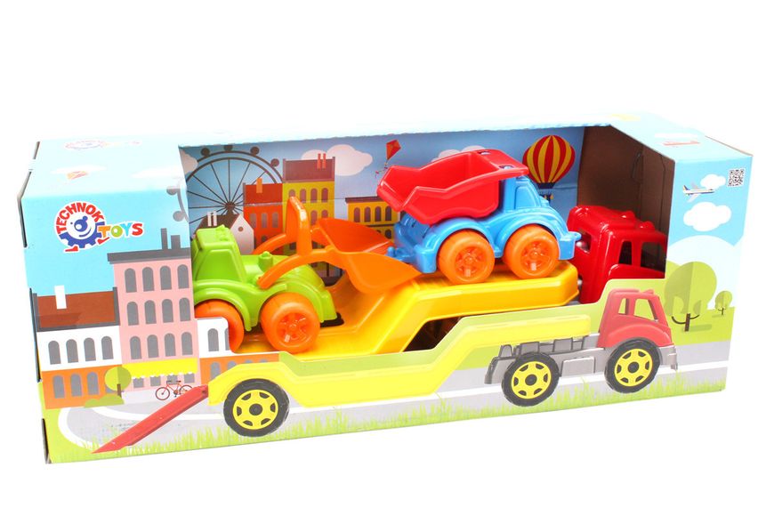 Игрушечный автовоз ТехноК с набором Стройплощадка 65 см красный 3930 фото 2