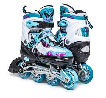 Детские раздвижные ролики 29-33 Scale Sports LF 967 Бирюзовые с подсветкой переднего колеса фото 1