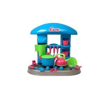 Детская кухня с аксессуарами Kinderway "Ева" кастрюлька и чайник синяя 04-407 фото 1