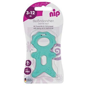 Грызунок для детей силиконовый NIP Человечек 8 тактильных зон 3м+ голубой 37021 фото 1