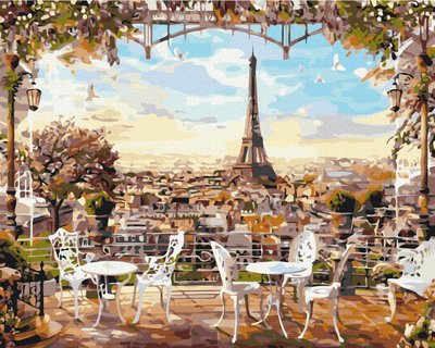 Картина за номерами BrushMe "Кафе з видом на Ейфелеву вежу" 40х50см BS8876 фото 1