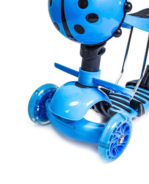 Детский самокат - трансформер 5 в 1 с подсветкой Scooter Божья коровка Blue фото 3