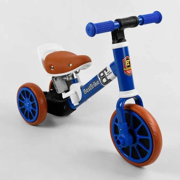 Детский трехколесный велосипед - трансформер Best Trike EVA колеса, функция беговела синий 96021 фото 2