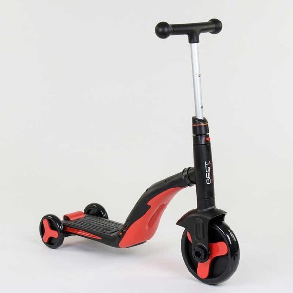 Самокат - беговел - велосипед 3 в 1 Best Scooter подсветка музыка PU колеса красный JT 28288 фото 4