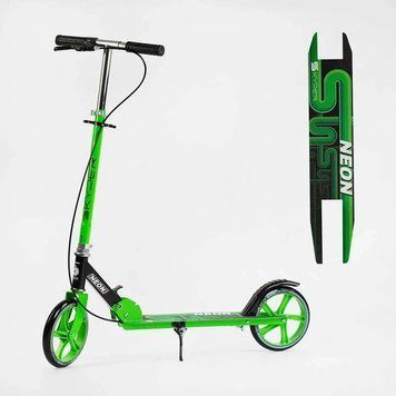 Самокат двухколесный складной Skyper Neon колеса PU 200 мм салатовый N-36719 фото 1