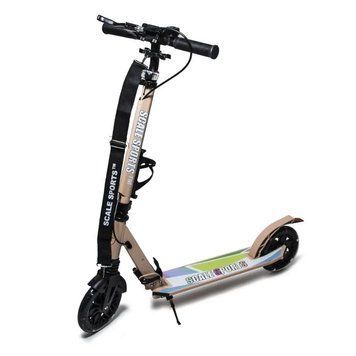 Самокат двоколісний складаний з підсвічуванням Scale Sports SS-29 ручне гальмо LED ліхтарик бежевий фото 1