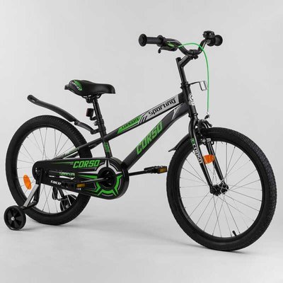 Велосипед подростковый двухколёсный 20" CORSO Sporting черно-зеленый R-20715 фото 1