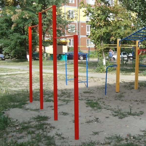 Турник для спортивной зоны тройной металлический Kidigo 482х15х250см фото 7