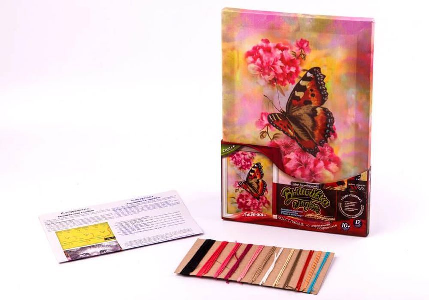 Вышивка гладью по номерам на подрамнике Danko Toys Бабочки фото 2
