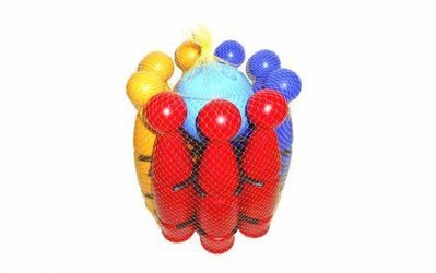 Набір для боулінгу Colorplast Павутинка-9 Кеглі кольорові 9 шт та куля 1630 фото 1
