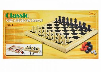 Набір класичних ігор 3 в 1 Шахи, шашки та нарди, поле 40х40 см фото 1