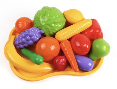 Набір іграшкових фруктів та овочів з підносом ТехноК 16 предметів 5347 фото 1